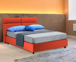 Letti Matrimoniali|Letti Contenitore > Dmora Letto Matrimoniale Materasso Incluso Sfoderabile, Contenitore Made in Italy - Asica Arancione