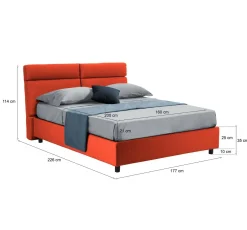 Letto Matrimoniale Arancione Materasso Incluso Sfoderabile, Contenitore Made in Italy - Annus