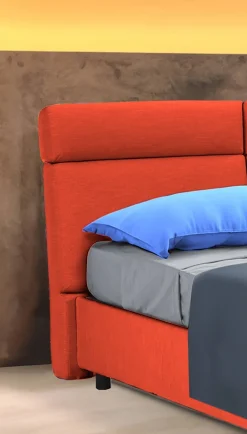 Letto Matrimoniale Arancione Materasso Incluso Sfoderabile, Contenitore Made in Italy - Annus