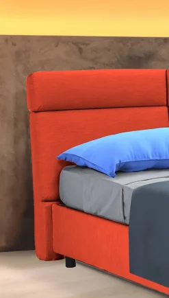 Letto Matrimoniale Arancione Sfoderabile Contenitore, Dimensione Materasso 160x190 cm Made in Italy - Alcatron