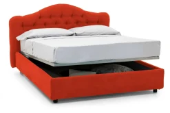 Letto Matrimoniale Arancione Sfoderabile Contenitore, Dimensione Materasso 160x200 cm Made in Italy - Aly