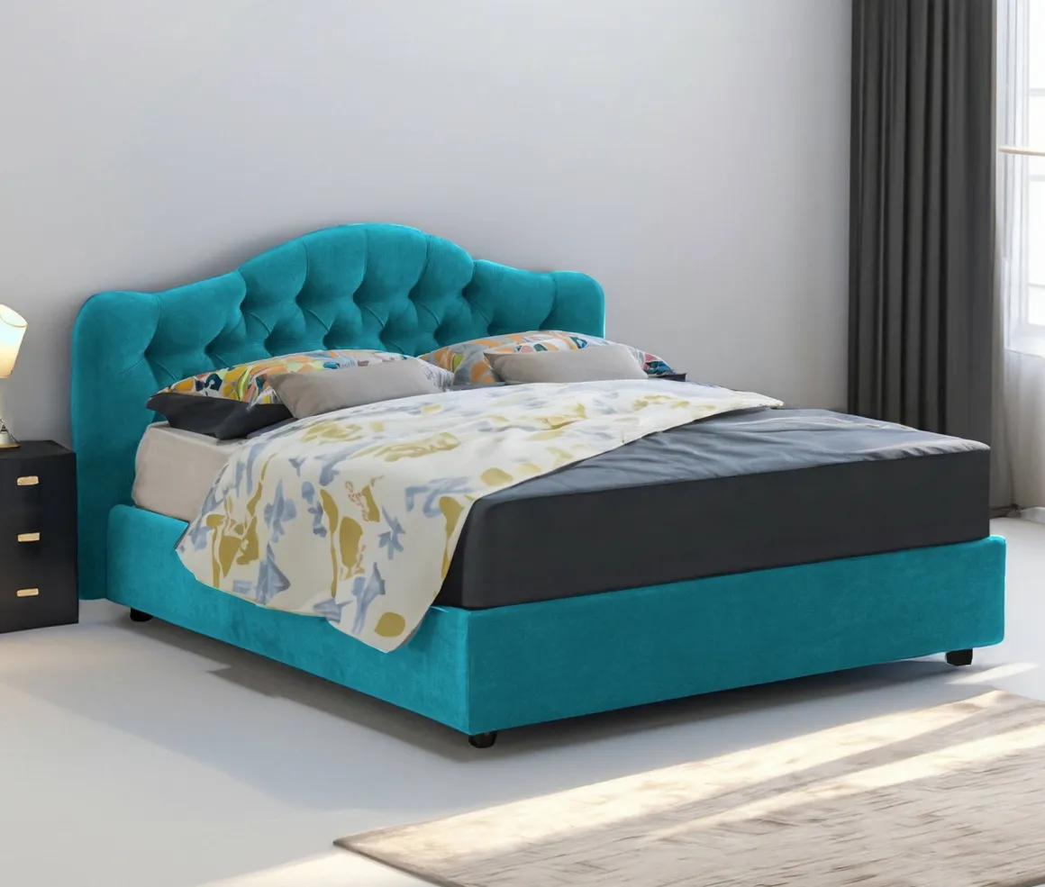 Letti Matrimoniali|Letti Contenitore > Dmora Letto Matrimoniale Materasso Incluso Sfoderabile, Contenitore Made in Italy - Allik Azzurro