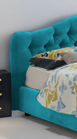 Letti Matrimoniali|Letti Contenitore > Dmora Letto Matrimoniale Materasso Incluso Sfoderabile, Contenitore Made in Italy - Allik Azzurro
