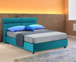 Letti Matrimoniali|Letti Contenitore > Dmora Letto Matrimoniale Materasso Incluso Sfoderabile, Contenitore Made in Italy - Asica Azzurro