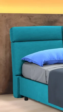 Letto Matrimoniale Azzurro Materasso Incluso Sfoderabile, Contenitore Made in Italy - Annus