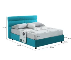 Letti Matrimoniali|Letti Contenitore > Dmora Letto Matrimoniale Materasso Incluso Sfoderabile, Contenitore Made in Italy - Briatico Azzurro