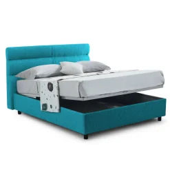 Letti Matrimoniali|Letti Contenitore > Dmora Letto Matrimoniale Materasso Incluso Sfoderabile, Contenitore Made in Italy - Briatico Azzurro