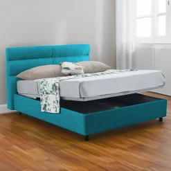Letti Matrimoniali|Letti Contenitore > Dmora Letto Matrimoniale Materasso Incluso Sfoderabile, Contenitore Made in Italy - Briatico Azzurro