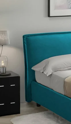 Letto Matrimoniale Azzurro Materasso Incluso Sfoderabile, Contenitore Made in Italy - Brunate