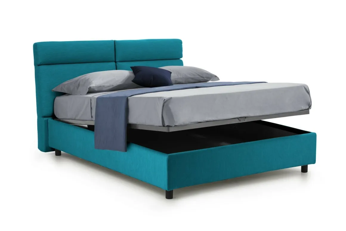 Letti Matrimoniali|Letti Contenitore > Dmora Letto Matrimoniale Sfoderabile Contenitore, Dimensione Materasso 160x190 cm Made in Italy - Arex Azzurro