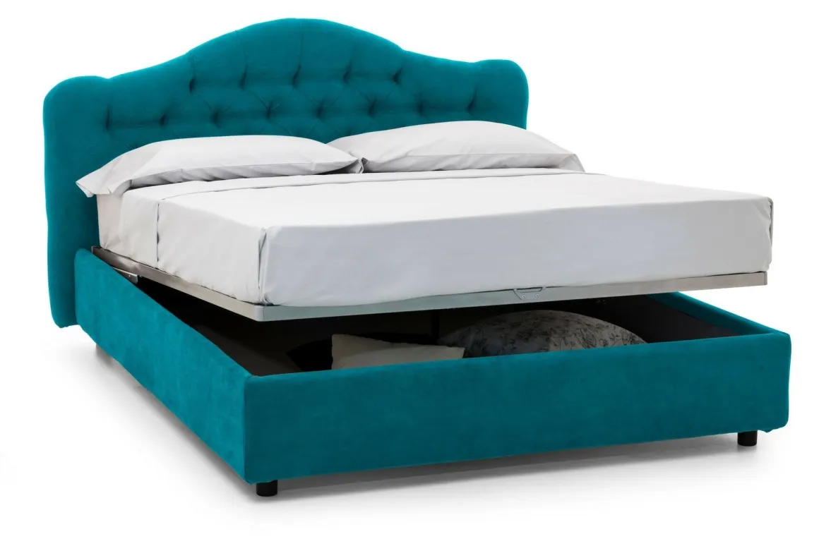 Letti Matrimoniali|Letti Contenitore > Dmora Letto Matrimoniale Sfoderabile Contenitore, Dimensione Materasso 160x200 cm Made in Italy - Ator Azzurro
