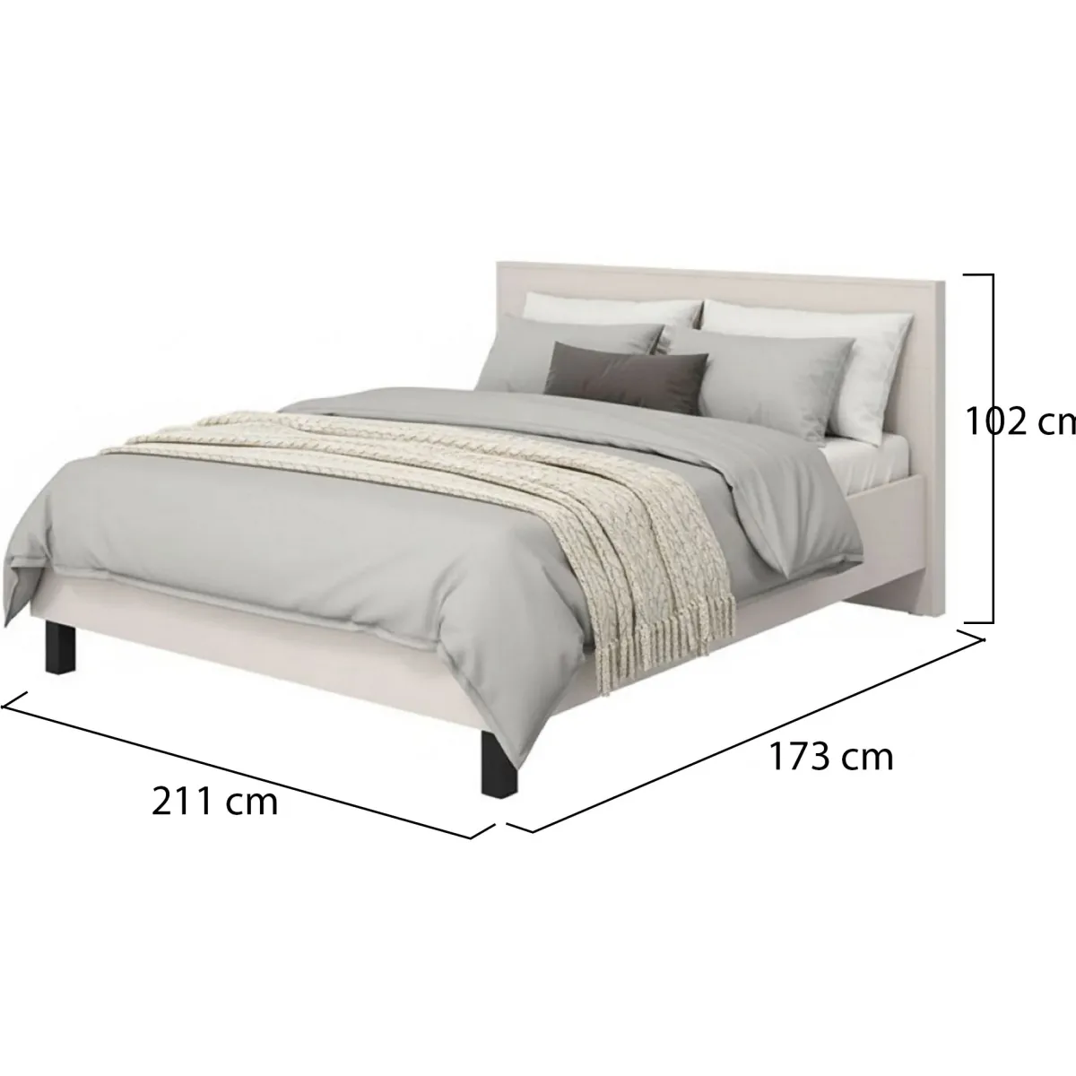 Letti Matrimoniali > Dmora Letto Matrimoniale Dimensione Materasso 160x200 cm Testiera Dettaglio Geometrico, Peso Supportato 200 kg - Coazze Beige