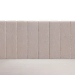 Letto Matrimoniale Beige Dimensione Materasso 160x200 cm Testiera e Giroletto Imbottiti, Imbottito - Exmouth