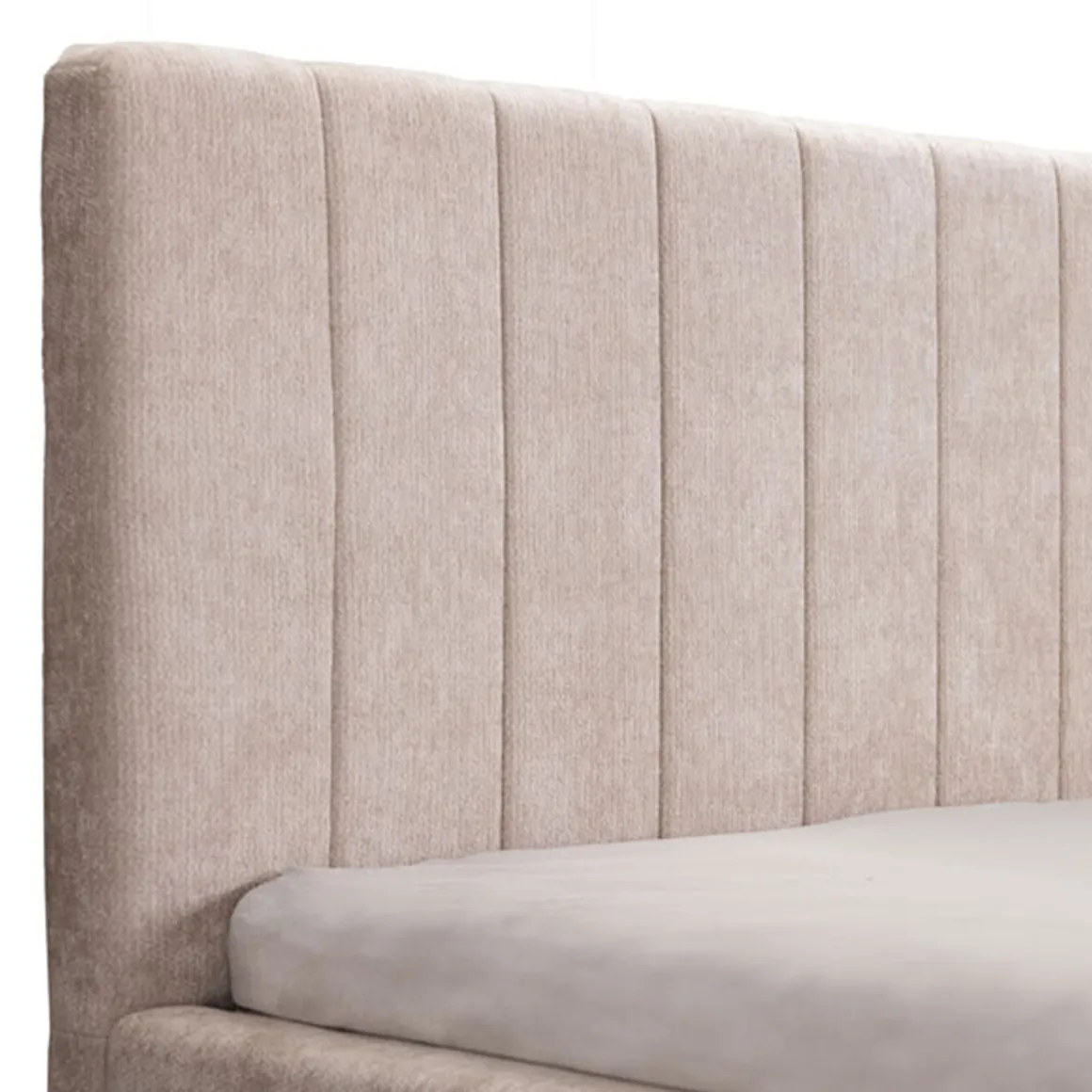 Letto Matrimoniale Beige Dimensione Materasso 160x200 cm Testiera e Giroletto Imbottiti, Imbottito - Exmouth