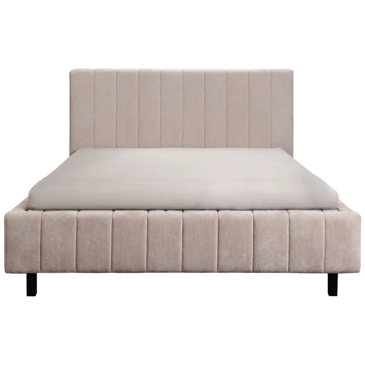 Letto Matrimoniale Beige Dimensione Materasso 160x200 cm Testiera e Giroletto Imbottiti, Imbottito - Exmouth