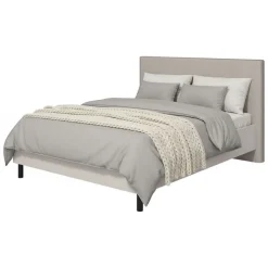 Letto Matrimoniale Beige Grigio Tortora Dimensione Materasso 180x200 cm Imbottito, Testiera Imbottita - Pavarolo