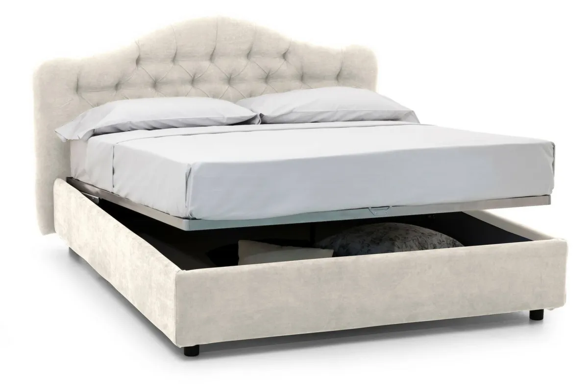 Letti Matrimoniali|Letti Contenitore > Dmora Letto Matrimoniale Materasso Incluso Sfoderabile, Contenitore Made in Italy - Alfer Beige