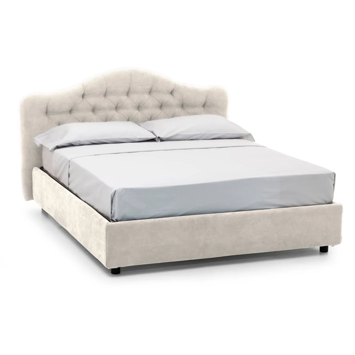 Letto Matrimoniale Beige Materasso Incluso Sfoderabile, Contenitore Made in Italy - Allik