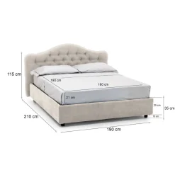 Letto Matrimoniale Beige Materasso Incluso Sfoderabile, Contenitore Made in Italy - Allik