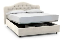 Letto Matrimoniale Beige Materasso Incluso Sfoderabile, Contenitore Made in Italy - Allik