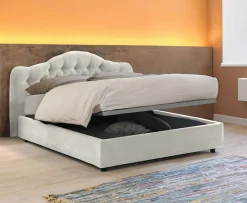 Letto Matrimoniale Beige Materasso Incluso Sfoderabile, Contenitore Made in Italy - Allik