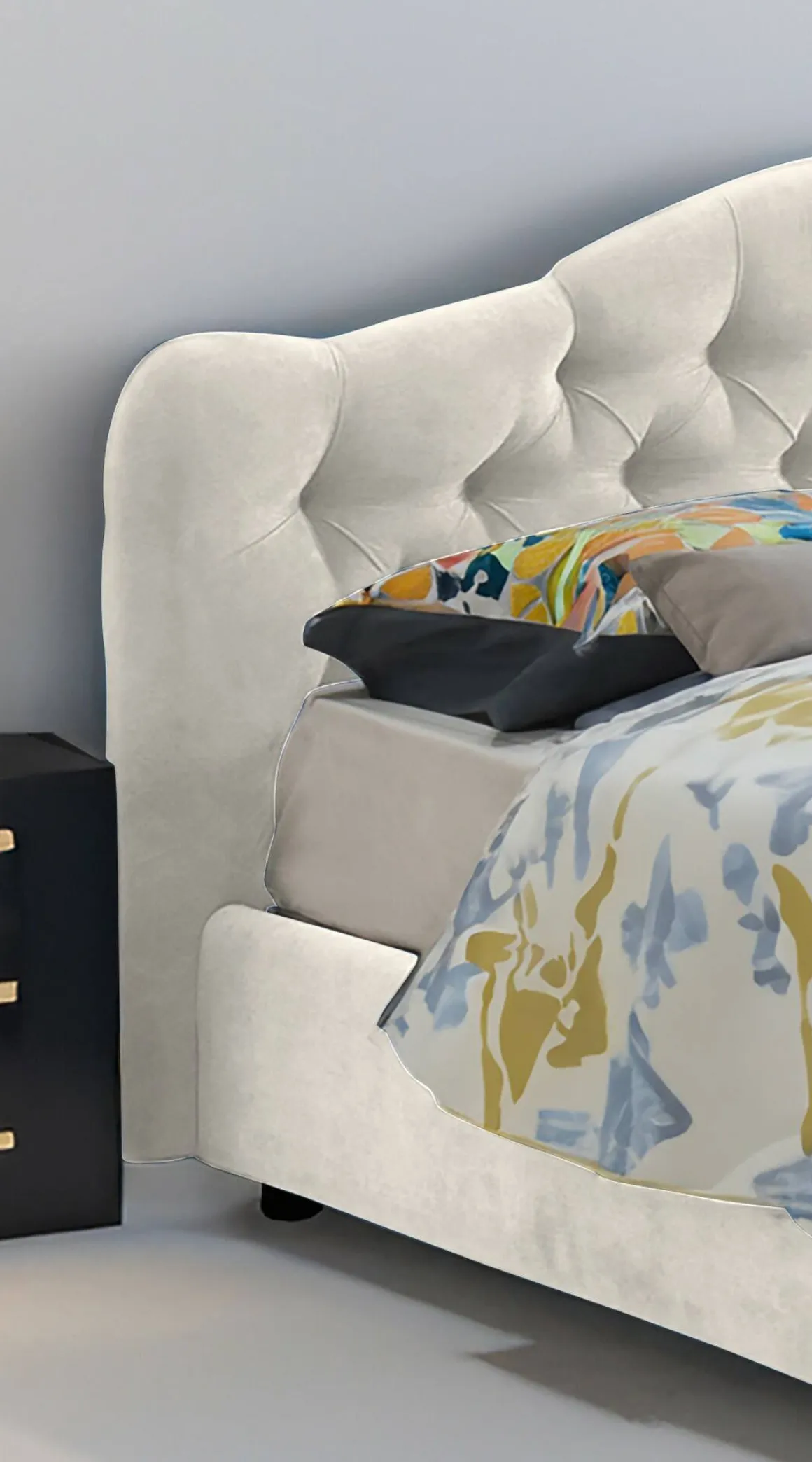 Letto Matrimoniale Beige Materasso Incluso Sfoderabile, Contenitore Made in Italy - Allik