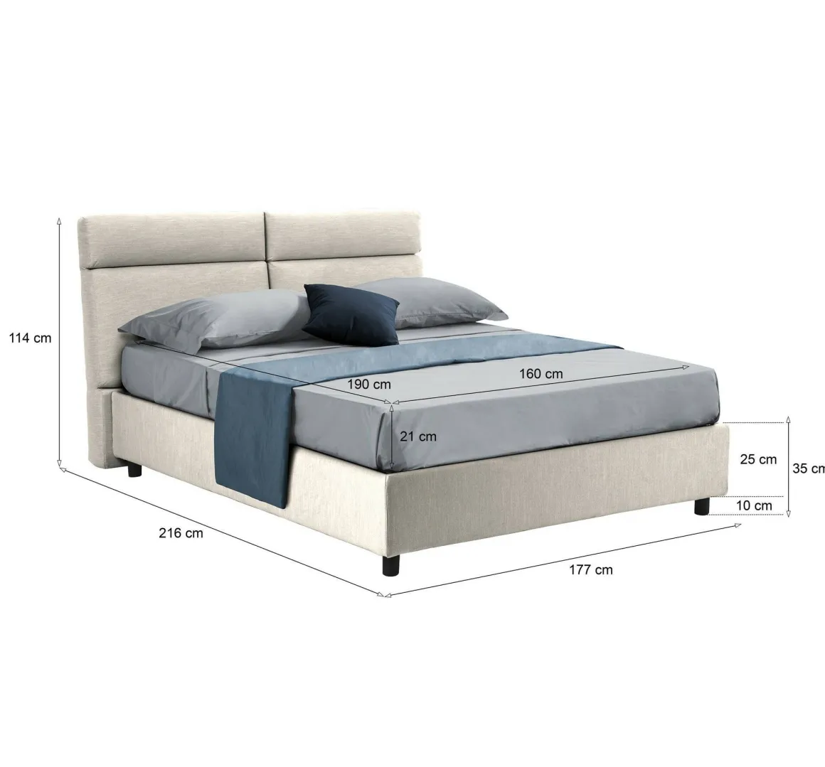 Letti Matrimoniali|Letti Contenitore > Dmora Letto Matrimoniale Materasso Incluso Sfoderabile, Contenitore Made in Italy - Bedero Beige