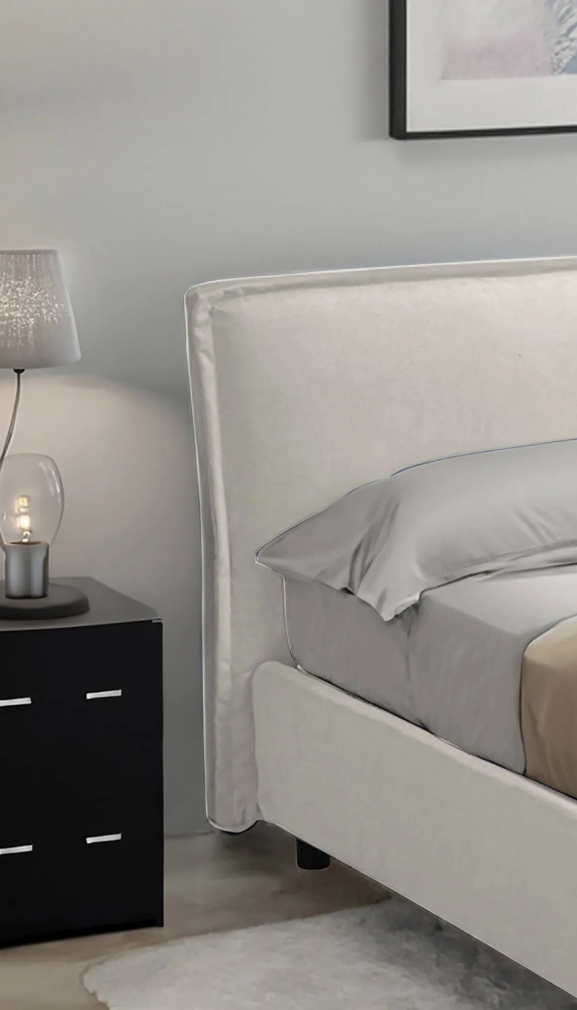 Letto Matrimoniale Beige Materasso Incluso Sfoderabile, Contenitore Made in Italy - Bruzolo