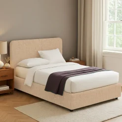 Letti Matrimoniali|Letti Contenitore > Dmora Letto Matrimoniale Sfoderabile Contenitore, Dimensione Materasso 160x190 cm - Levice Beige