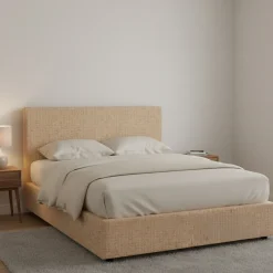 Letti Matrimoniali|Letti Contenitore > Dmora Letto Matrimoniale Sfoderabile Contenitore, Dimensione Materasso 160x190 cm - Riesi Beige