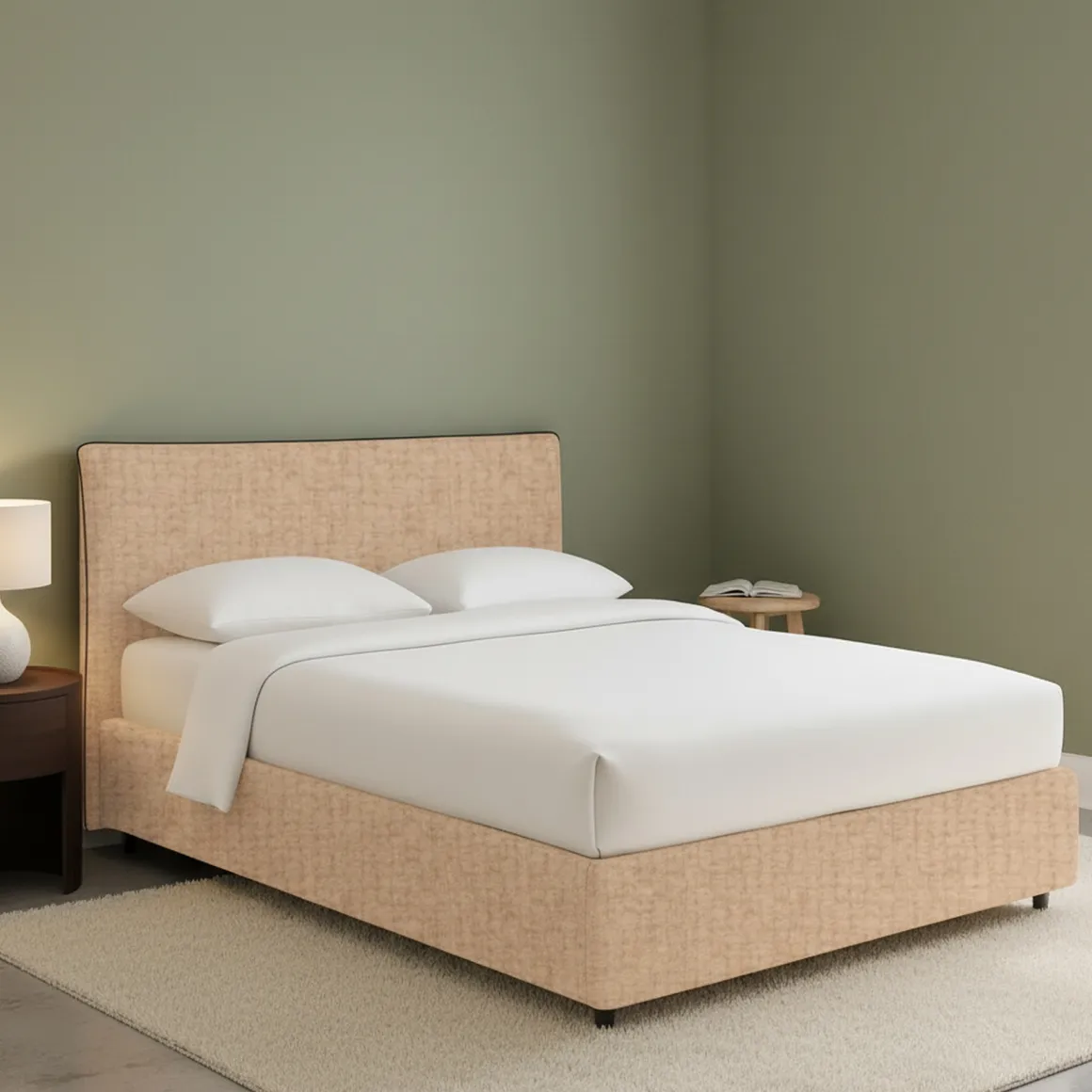 Letto Matrimoniale Beige Sfoderabile Contenitore, Dimensione Materasso 160x190 cm - Soliera