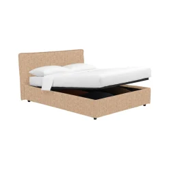 Letto Matrimoniale Beige Sfoderabile Contenitore, Dimensione Materasso 160x190 cm - Soliera