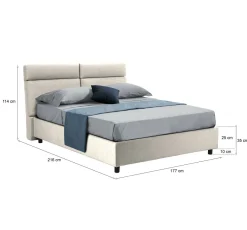 Letto Matrimoniale Beige Sfoderabile Contenitore, Dimensione Materasso 160x190 cm Made in Italy - Alcatron