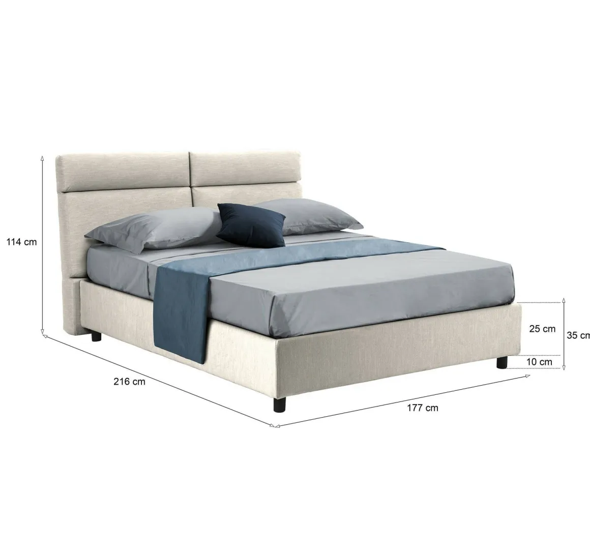 Letto Matrimoniale Beige Sfoderabile Contenitore, Dimensione Materasso 160x190 cm Made in Italy - Alcatron