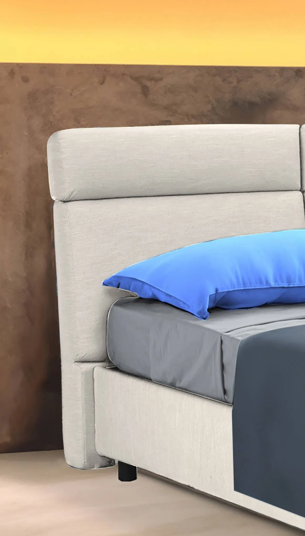 Letto Matrimoniale Beige Sfoderabile Contenitore, Dimensione Materasso 160x190 cm Made in Italy - Alcatron