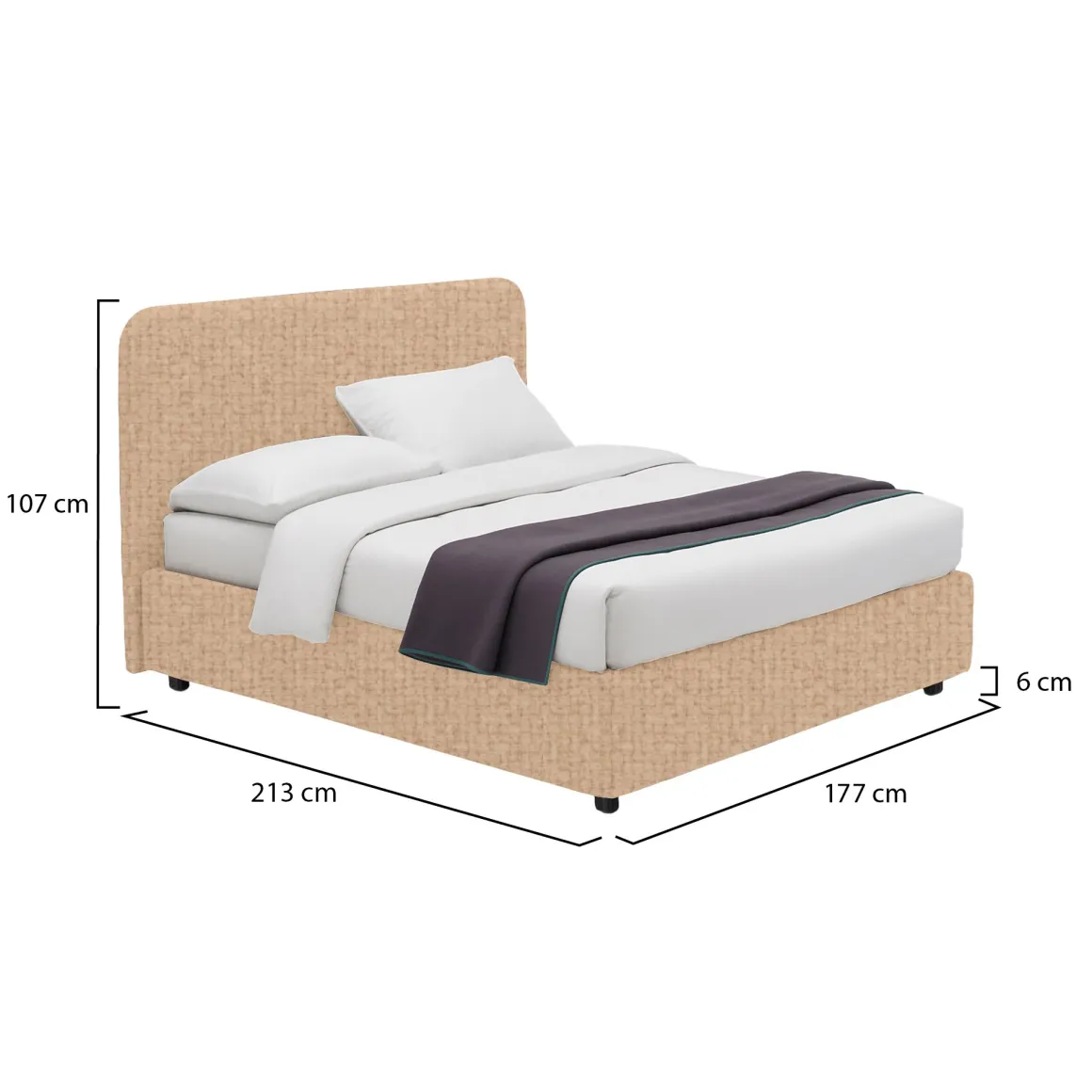 Letti Matrimoniali|Letti Contenitore > Dmora Letto Matrimoniale Sfoderabile Contenitore, Dimensione Materasso 160x200 cm - Davoli Beige