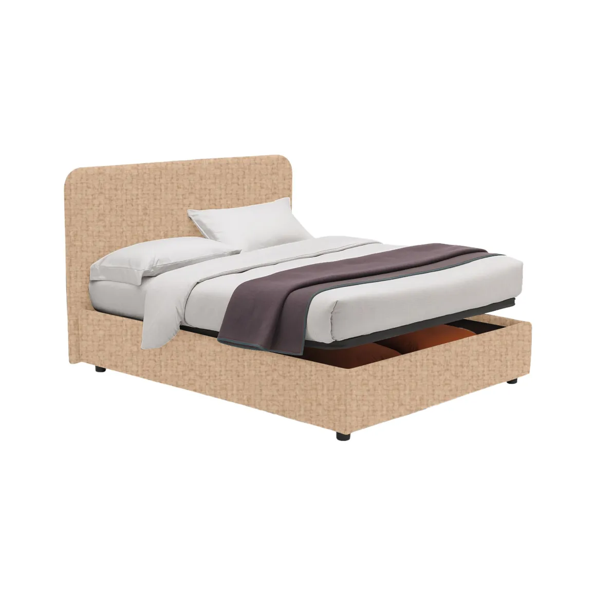 Letti Matrimoniali|Letti Contenitore > Dmora Letto Matrimoniale Sfoderabile Contenitore, Dimensione Materasso 160x200 cm - Davoli Beige