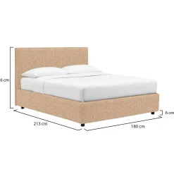 Letto Matrimoniale Beige Sfoderabile Contenitore, Dimensione Materasso 160x200 cm - Frinco