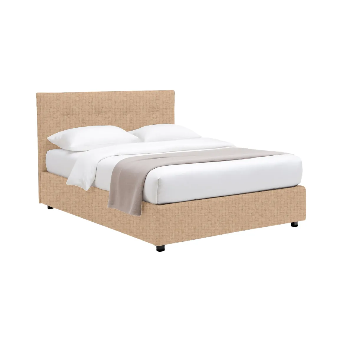 Letto Matrimoniale Beige Sfoderabile Contenitore, Dimensione Materasso 160x200 cm - Melilli