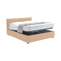 Letto Matrimoniale Beige Sfoderabile Contenitore, Dimensione Materasso 160x200 cm - Rozzone
