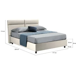 Letto Matrimoniale Beige Sfoderabile Contenitore, Dimensione Materasso 160x200 cm Made in Italy - Ator
