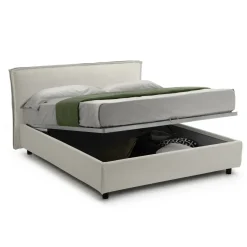 Letto Matrimoniale Beige Sfoderabile Contenitore, Dimensione Materasso 160x200 cm Made in Italy - Bubbio