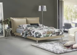 Letto matrimoniale beige 180x220cm imbottito - Anatoly