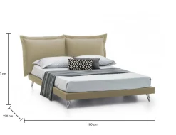 Letto matrimoniale beige 180x220cm imbottito - Anatoly