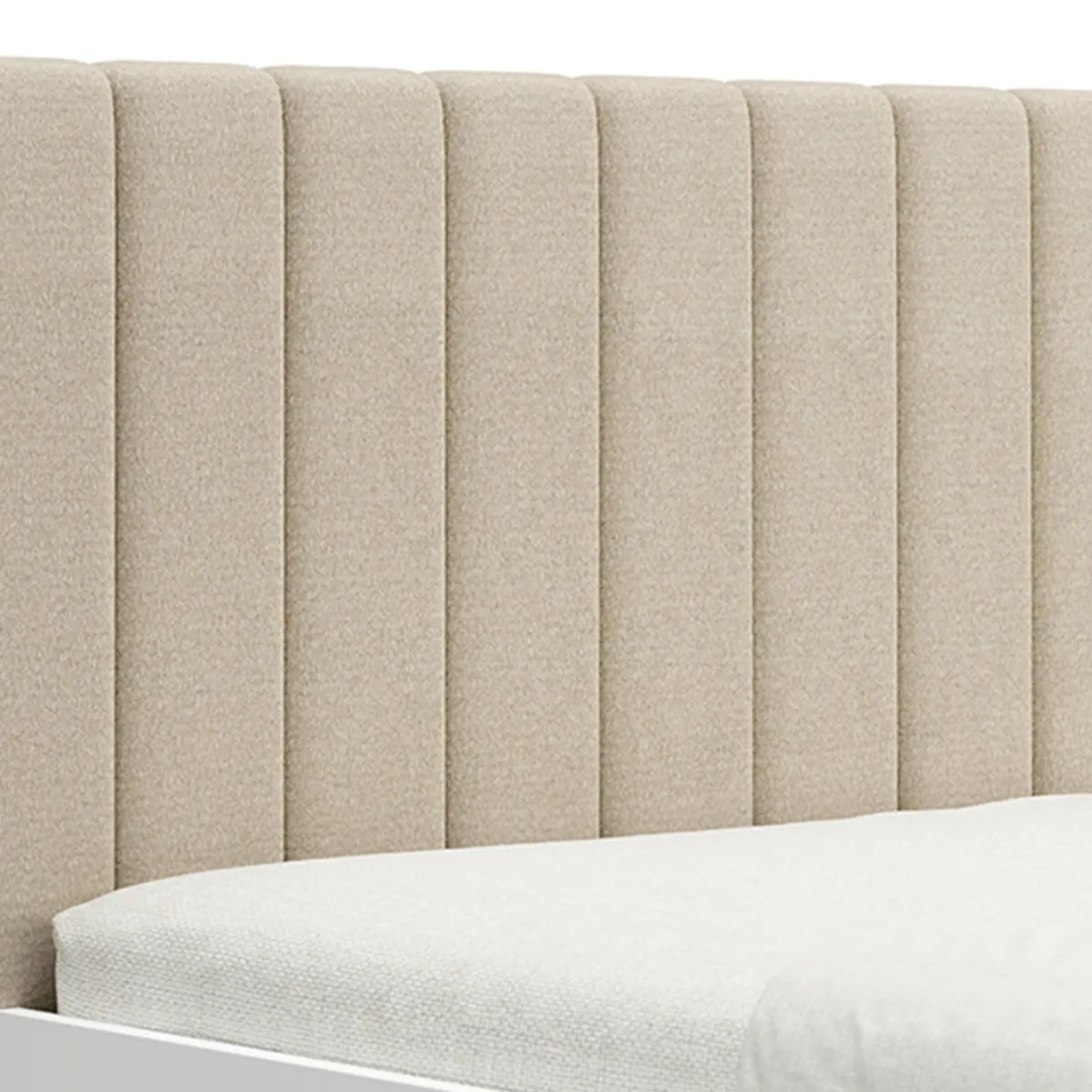 Letti Matrimoniali > Dmora Letto Matrimoniale Bianco Beige Dimensione Materasso 160x200 cm Testiera Imbottita, Imbottito - Byron Beige, Bianco