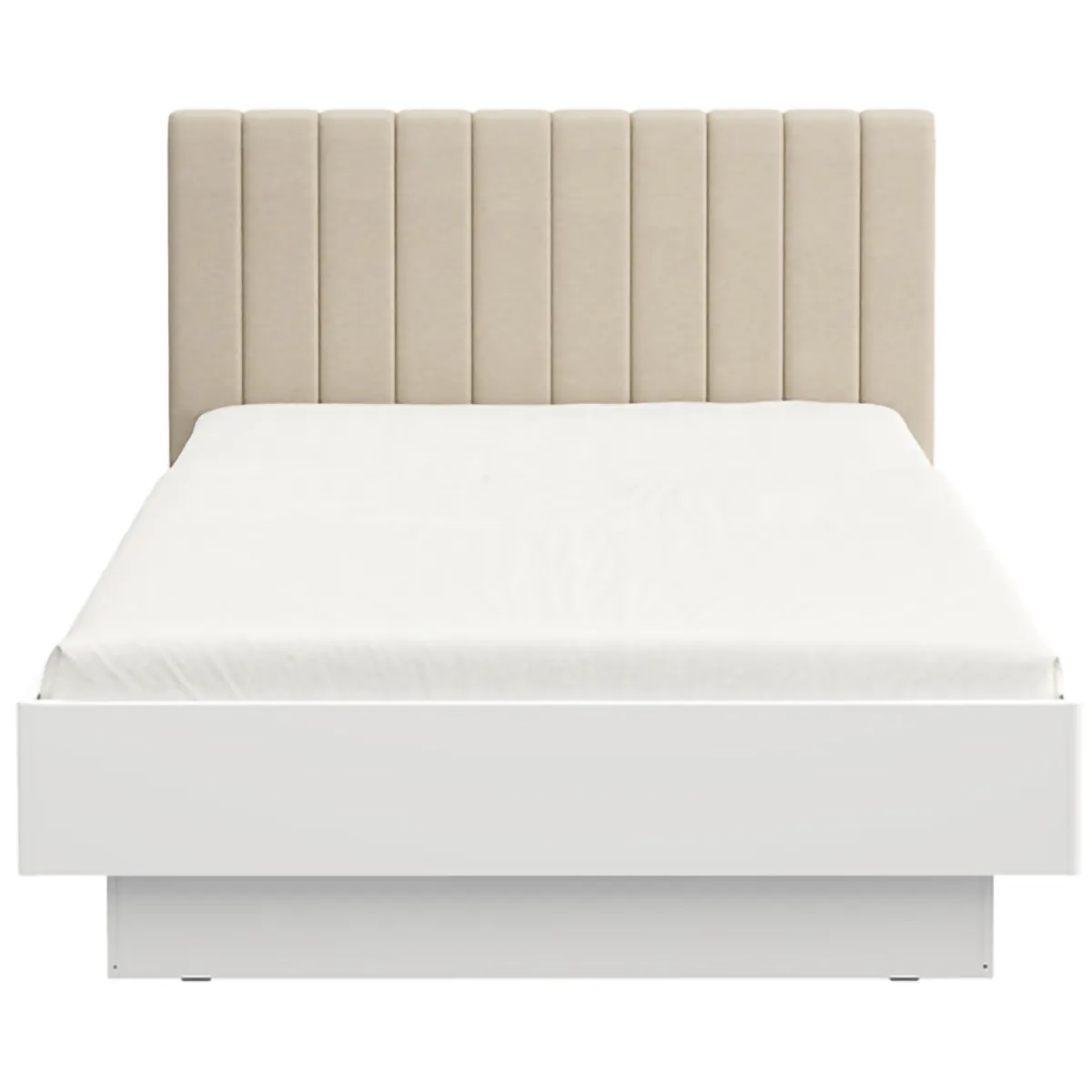 Letti Matrimoniali > Dmora Letto Matrimoniale Bianco Beige Dimensione Materasso 160x200 cm Testiera Imbottita, Imbottito - Byron Beige, Bianco