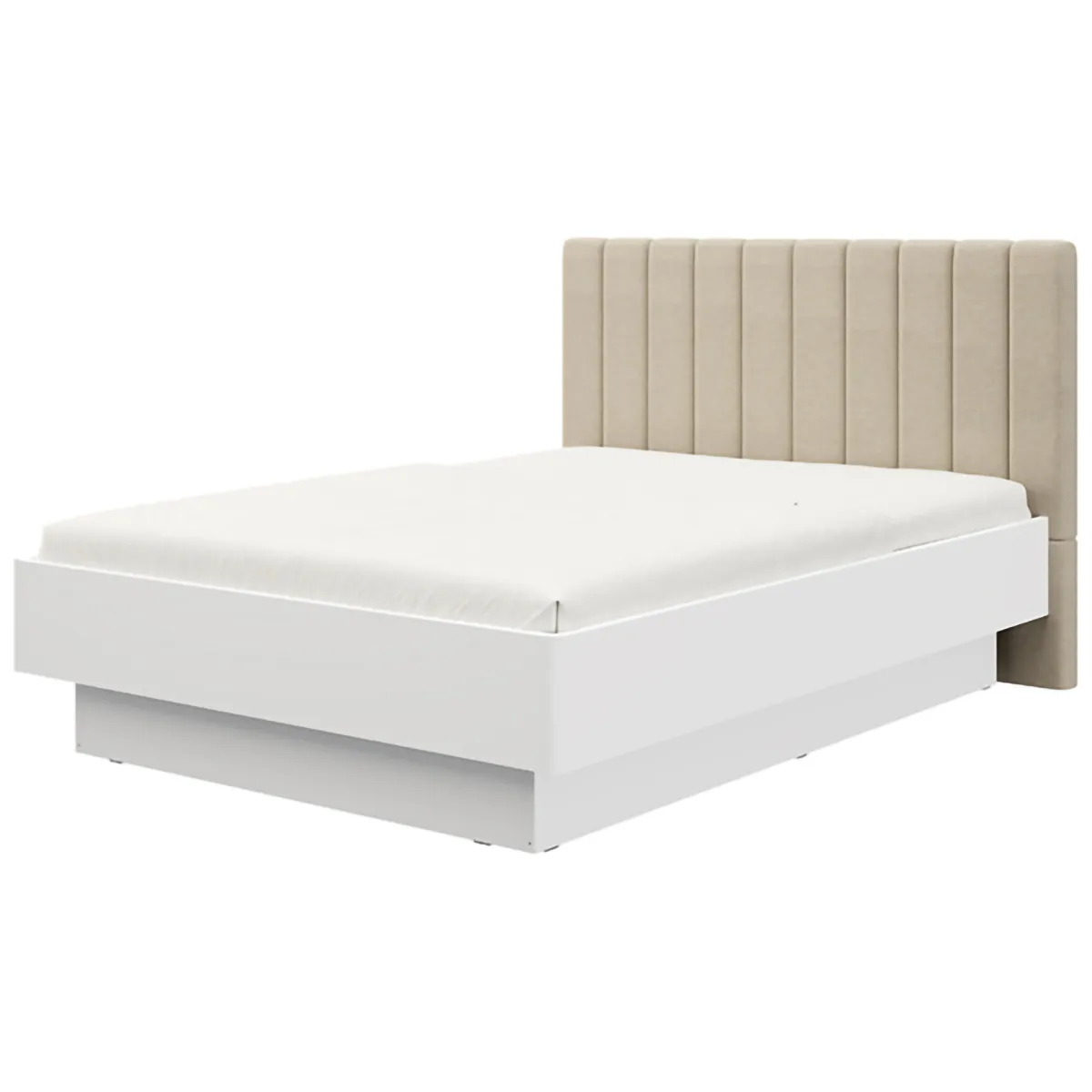 Letti Matrimoniali > Dmora Letto Matrimoniale Bianco Beige Dimensione Materasso 160x200 cm Testiera Imbottita, Imbottito - Byron Beige, Bianco