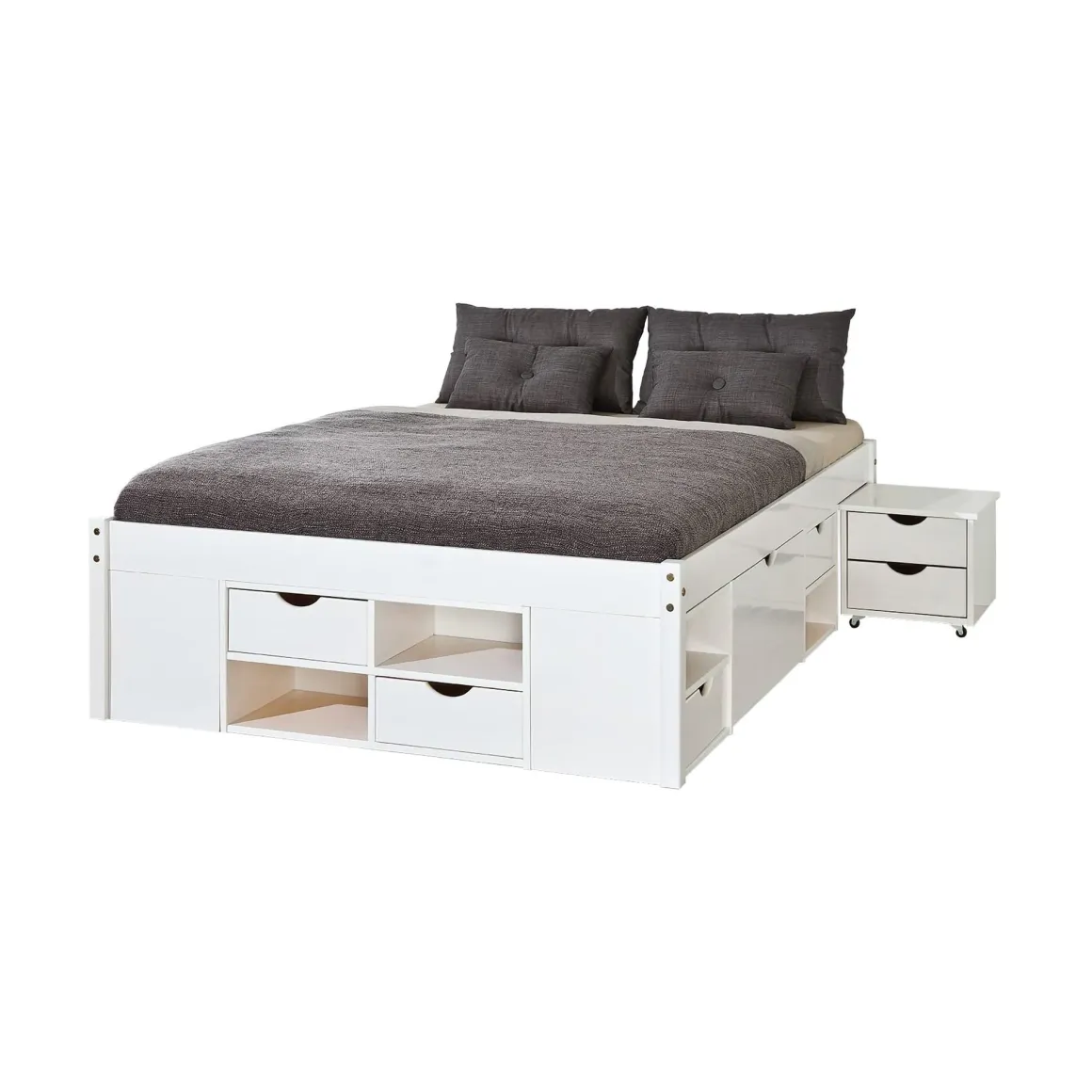 Letti Matrimoniali|Letti Contenitore > Dmora Letto Matrimoniale Contenitore Dimensione Materasso 160x200 cm, Peso Supportato 150 kg - Murlo Bianco