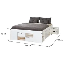 Letti Matrimoniali|Letti Contenitore > Dmora Letto Matrimoniale Contenitore Dimensione Materasso 160x200 cm, Peso Supportato 150 kg - Murlo Bianco