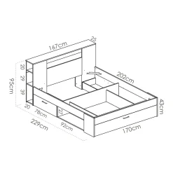 Letti Matrimoniali > Dmora Letto Matrimoniale Materasso Incluso Sfoderabile, Contenitore Made in Italy - Alfer Bianco